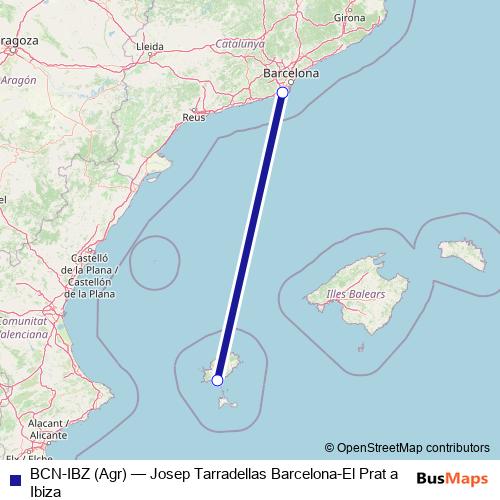 BCN-IBZ (Agr) air Line Map