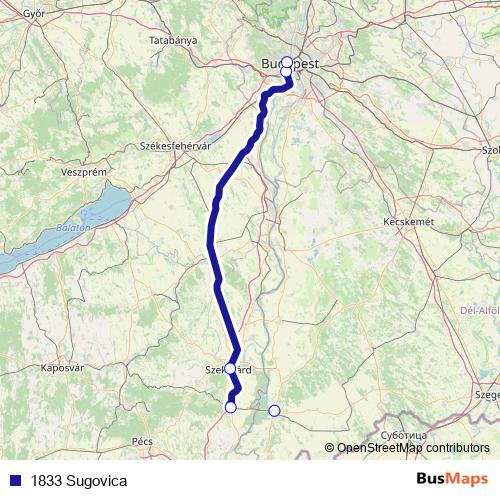 1833 Sugovica rail Line Map