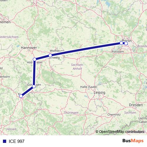 ICE 997 rail Line Map