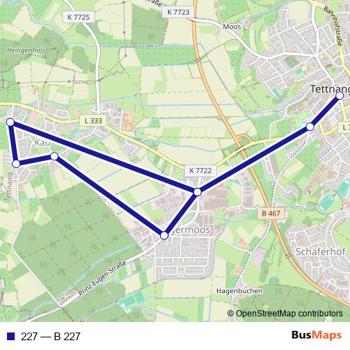 227 bus Line Map