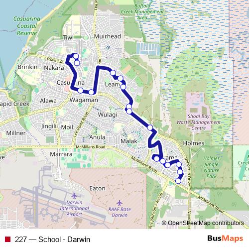 227 bus Line Map