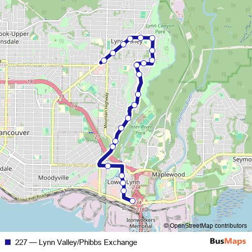 227 bus Line Map