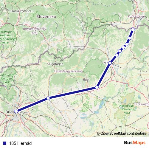 185 Hernád rail Line Map