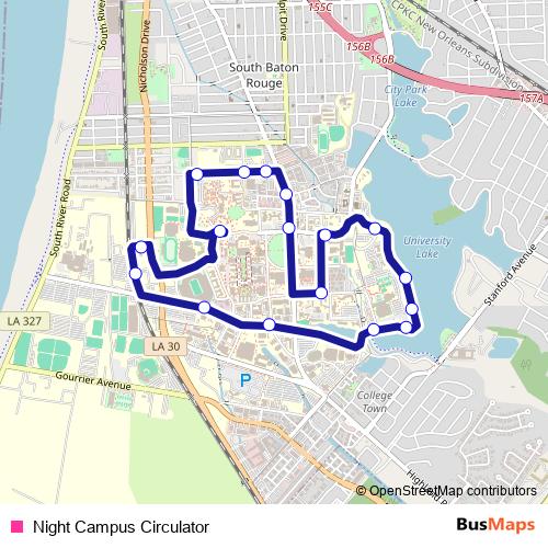Night Campus Circulator bus Line Map