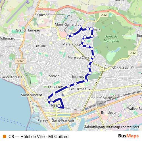 C8 bus Line Map