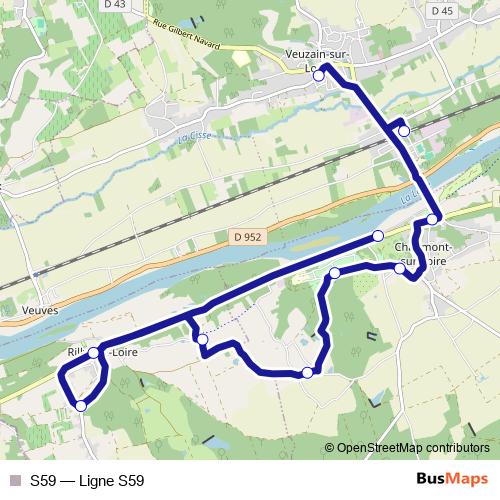 S59 bus Line Map