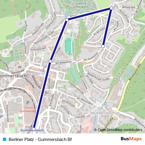 Berliner Platz - Gummersbach Bf tram Line Map