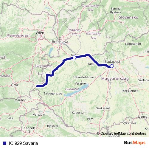 IC 929 Savaria rail Line Map