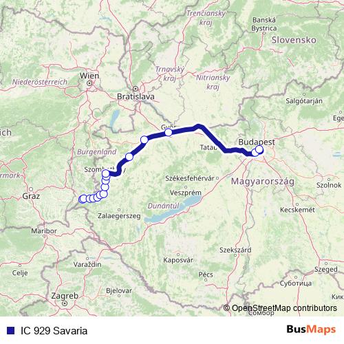 IC 929 Savaria rail Line Map