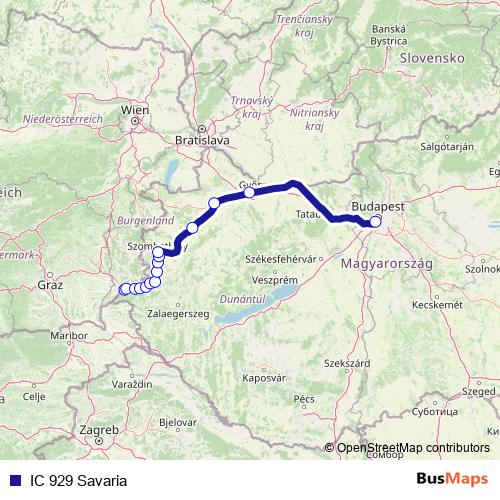 IC 929 Savaria rail Line Map