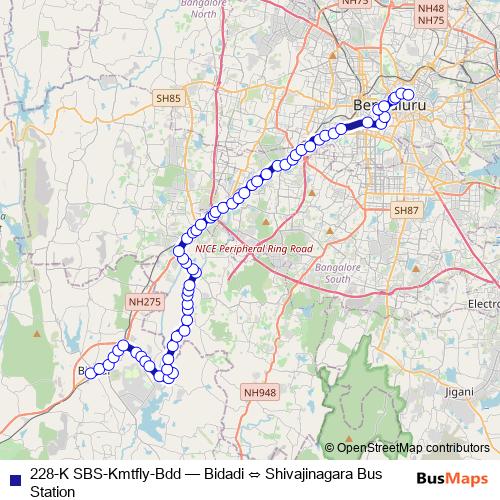 228-K SBS-Kmtfly-Bdd bus Line Map