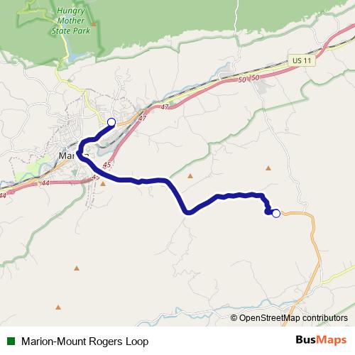 Marion-Mount Rogers Loop bus Line Map