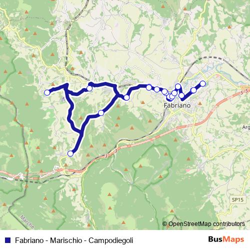 Fabriano - Marischio - Campodiegoli bus Line Map