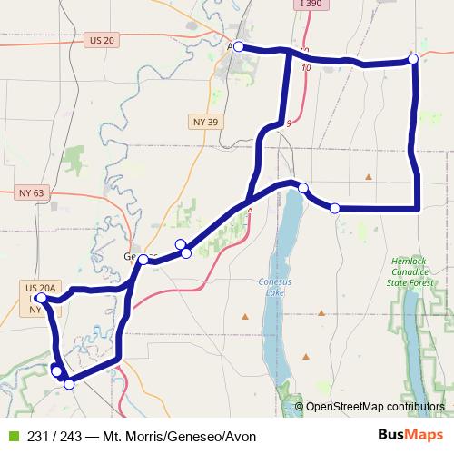 231 / 243 bus Line Map