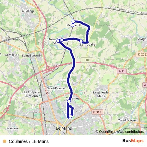 Coulaines / LE Mans bus Line Map
