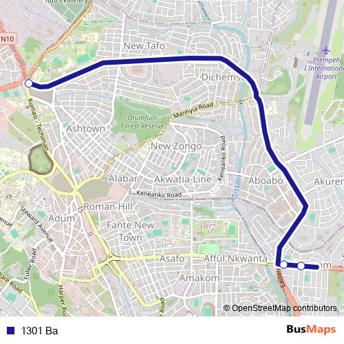 1301 Ba bus Line Map
