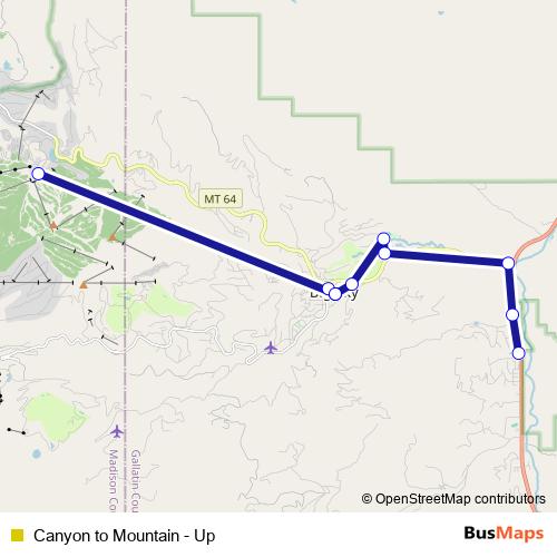Canyon to Mountain - Up bus Line Map