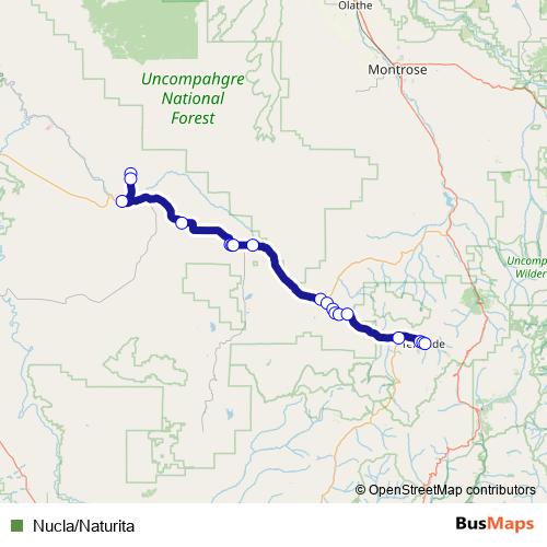 Nucla/Naturita bus Line Map