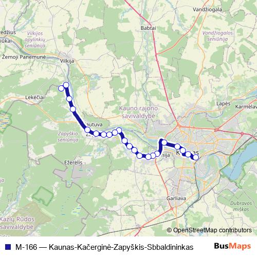 M-166 bus Line Map