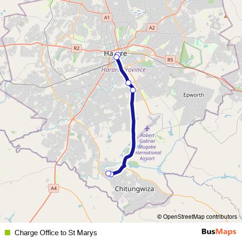 Charge Office to St Marys bus Line Map