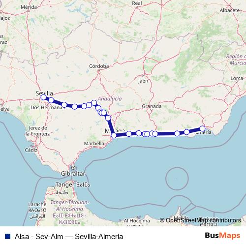 Alsa - Sev-Alm bus Line Map