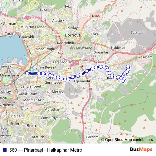 560 bus Line Map