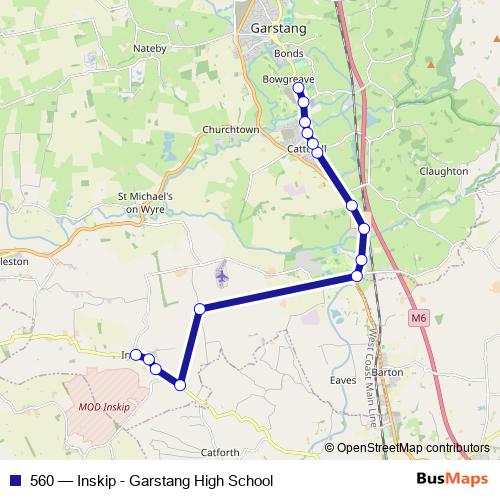 560 bus Line Map