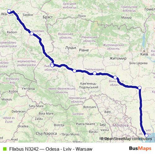 Flixbus N3242 bus Line Map