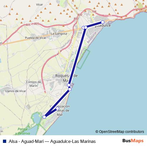 Alsa - Aguad-Mari bus Line Map
