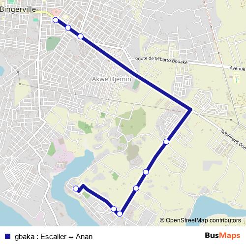 gbaka : Escalier ↔ Anan bus Line Map