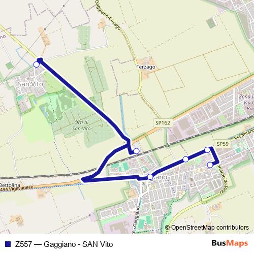 Z557 bus Line Map