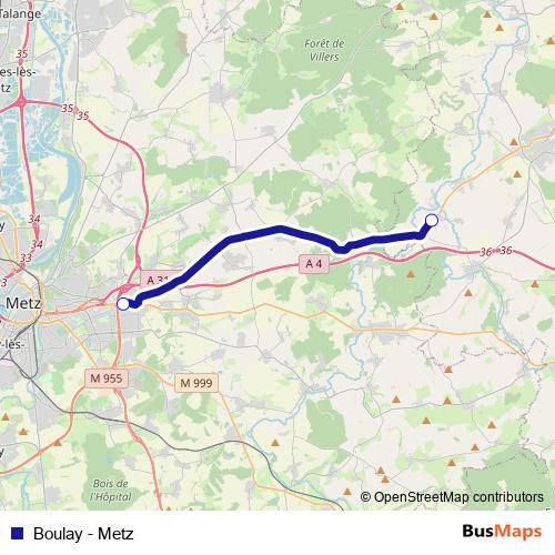 Boulay - Metz bus Line Map