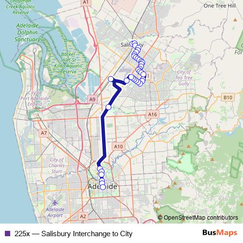 225x bus Line Map