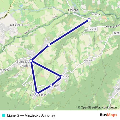 Ligne G bus Line Map