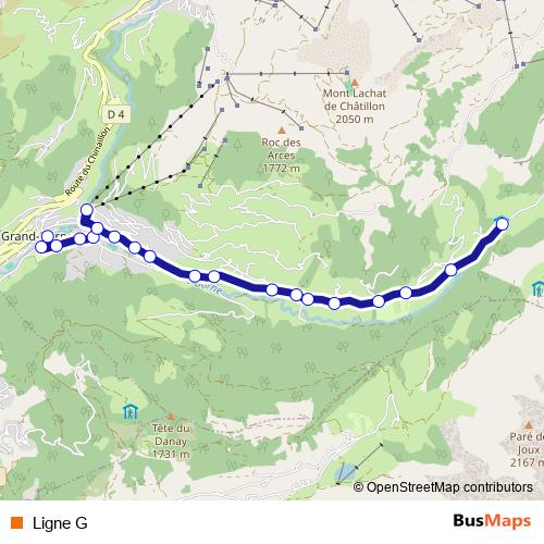 Ligne G bus Line Map