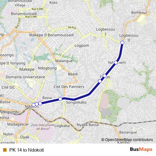 PK 14 to Ndokoti bus Line Map