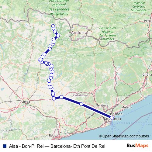 Alsa - Bcn-P. Rei bus Line Map