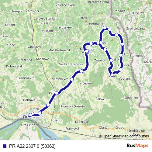 PR A22 2307 0 (58362) bus Line Map