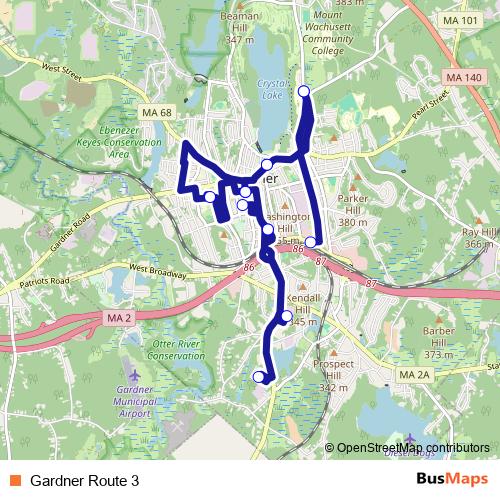 Gardner Route 3 bus Line Map