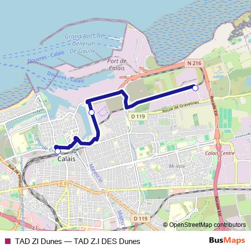TAD ZI Dunes bus Line Map