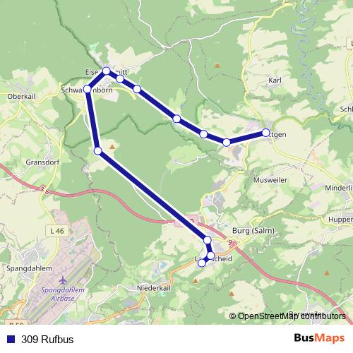 309 Rufbus bus Line Map