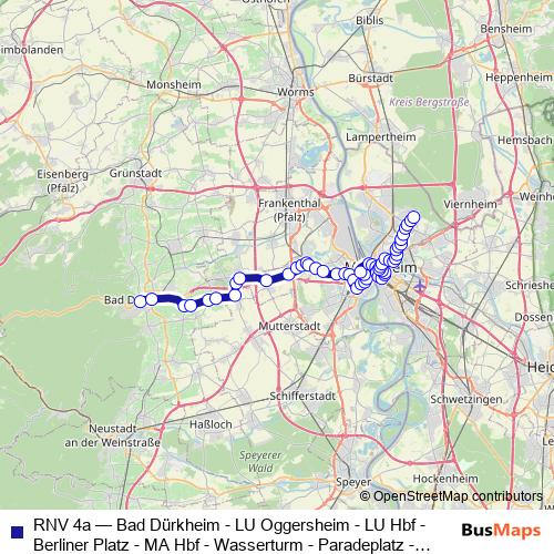 RNV 4a tram Line Map