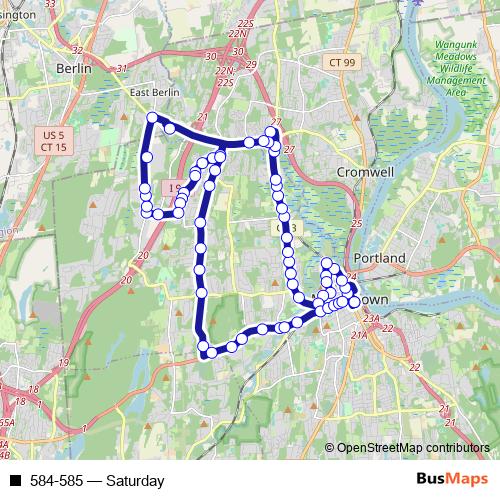 584-585 bus Line Map