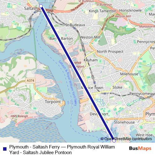 Plymouth - Saltash Ferry ferry Line Map