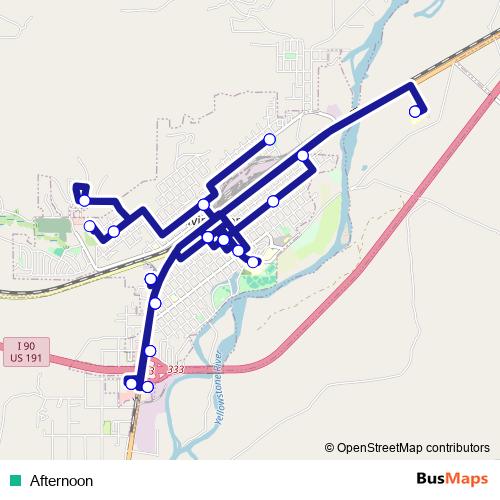 Afternoon bus Line Map