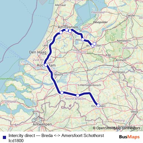 Intercity direct rail Line Map