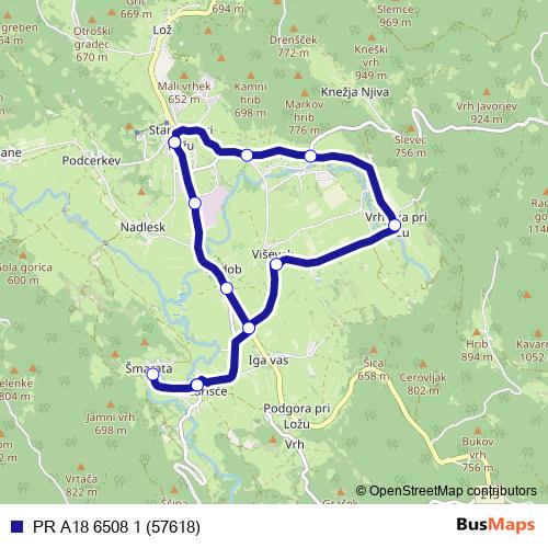 PR A18 6508 1 (57618) bus Line Map