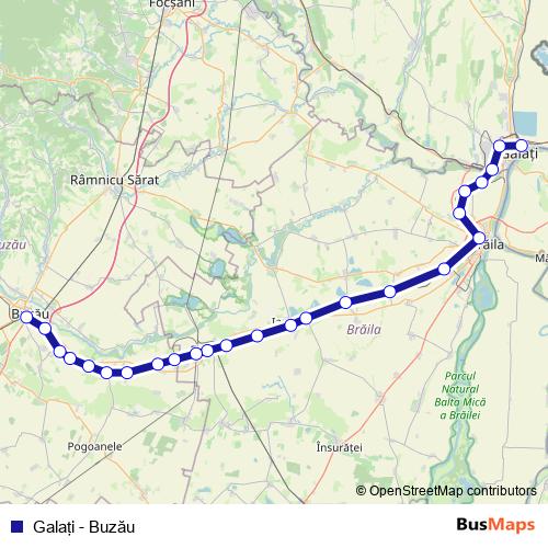 Galaţi - Buzău rail Line Map