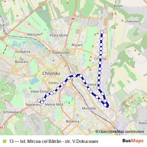 13 trolleybus Line Map