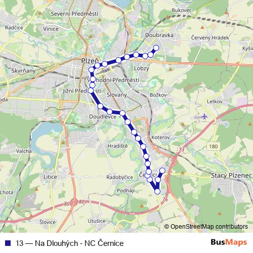 13 trolleybus Line Map